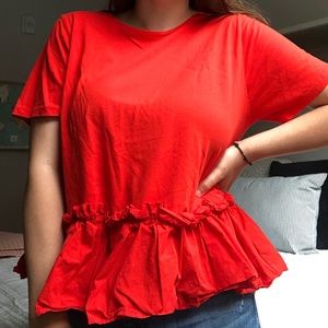 Red peplum top